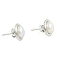 thumbnail image 3 of NOVICA Cultured pearl button earrings, 'Enduring Beauty', 3 of 6