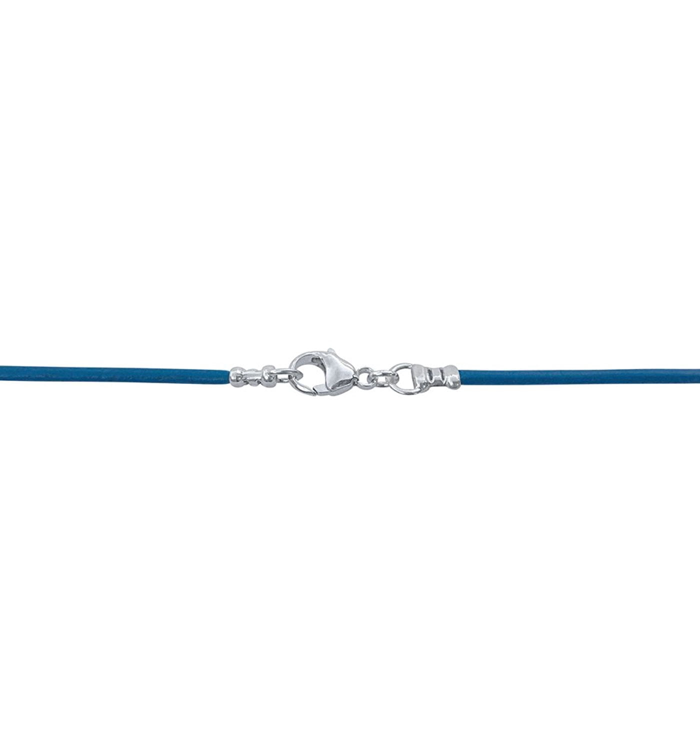 Sterling Silver 1.8mm Fine Sky Blue Leather Cord Necklace