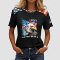 thumbnail image 2 of idosla American 250th Anniversary Rhinestone 3D Printed Design Women's T-Shirt Eagle 1776-2026 America Flag Crew Neck Tee (White, XL), 2 of 6