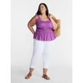 thumbnail image 2 of Terra & Sky Women’s Plus Sleeveless Smocked Peplum Tank Top, Sizes 0X-5X, 2 of 5