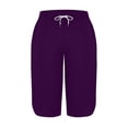 thumbnail image 4 of Jalioing Women's Crop Shorts Casual Plain Elastic Waist Drawstring Yoga Joggers Fashion Side Slit Workout Capri Shorts with Pocket, 4 of 8