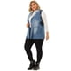 thumbnail image 2 of Women's Plus Size Denim Vests Sleeveless Relax Notched Lapel Vest Blue 2X, 2 of 6