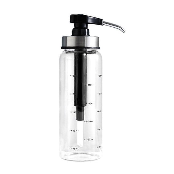 Stainless Steel Glass Sealing Bottle Kitchen Honey Dispenser Leak-proof Jam Container Cruet (Black, 300ml)