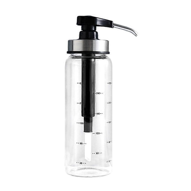 Stainless Steel Glass Sealing Bottle Kitchen Honey Dispenser Leak-proof Jam Container Cruet (Black, 300ml)