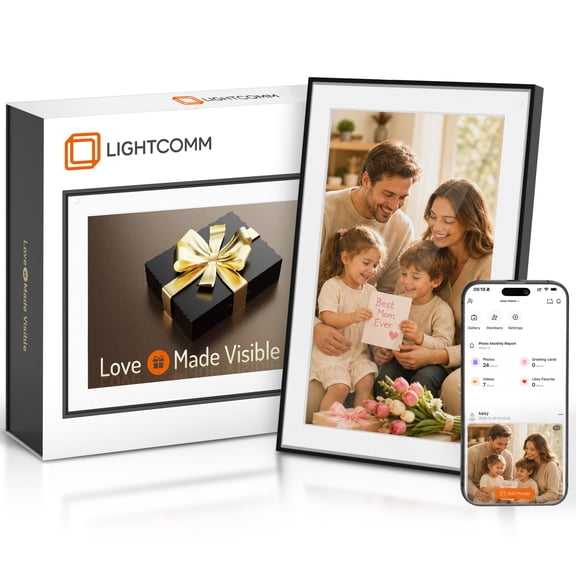 LightComm 64GB Digital Picture Frame,10.1 inch WiFi Digital Photo Frame with 1280*800 HD IPS Touchscreen Auto Rotate, Easy to Share Photos Videos