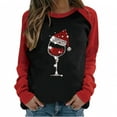 thumbnail image 2 of Qertyioot Hauts de Mode pour Femmes, T-Shirt Décontracté à Manches Imprimées de Noël Patchwork de Printemps à Col Rond, 2 of 6