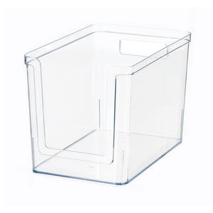 Mainstays Clear Plastic Pantry Storage Bin with Open Front, Large