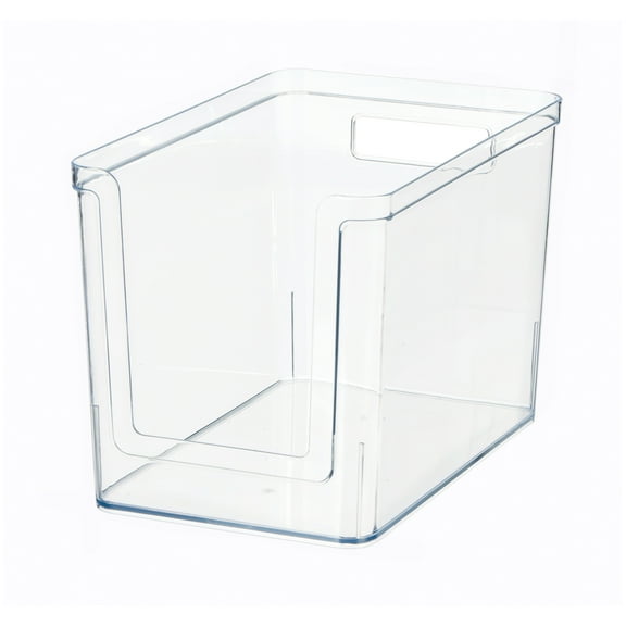 Mainstays Large Deep Open-Front Pantry Organizer Bin, Clear Plastic 12” x 7.5” x 8.0”