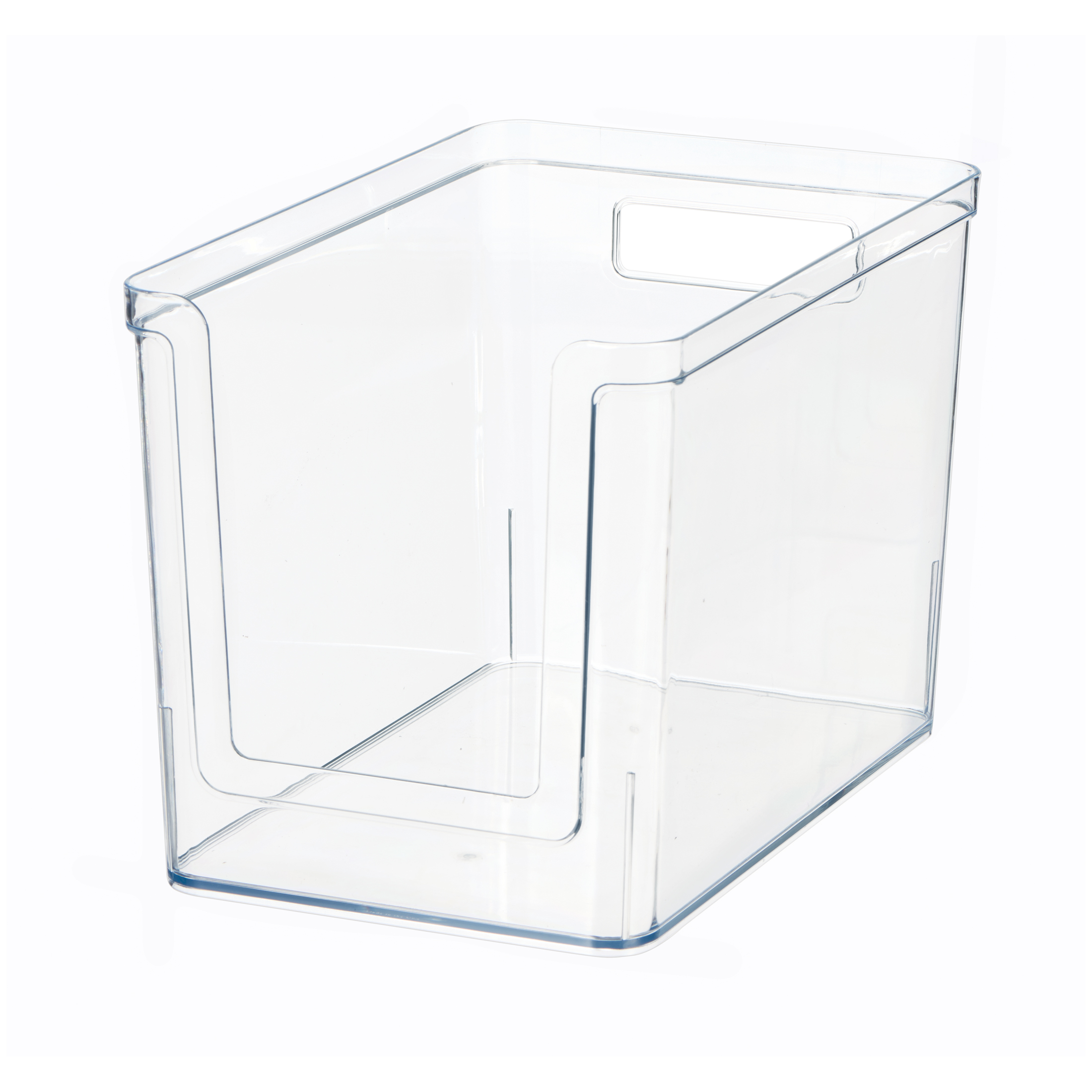Mainstays Clear Plastic Pantry Storage Bin with Open Front, Large