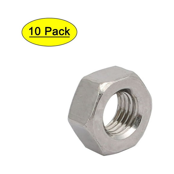 10pcs M6 x 0.75mm Pitch Metric Fine Thread 304 Stainless Steel Hex Nuts