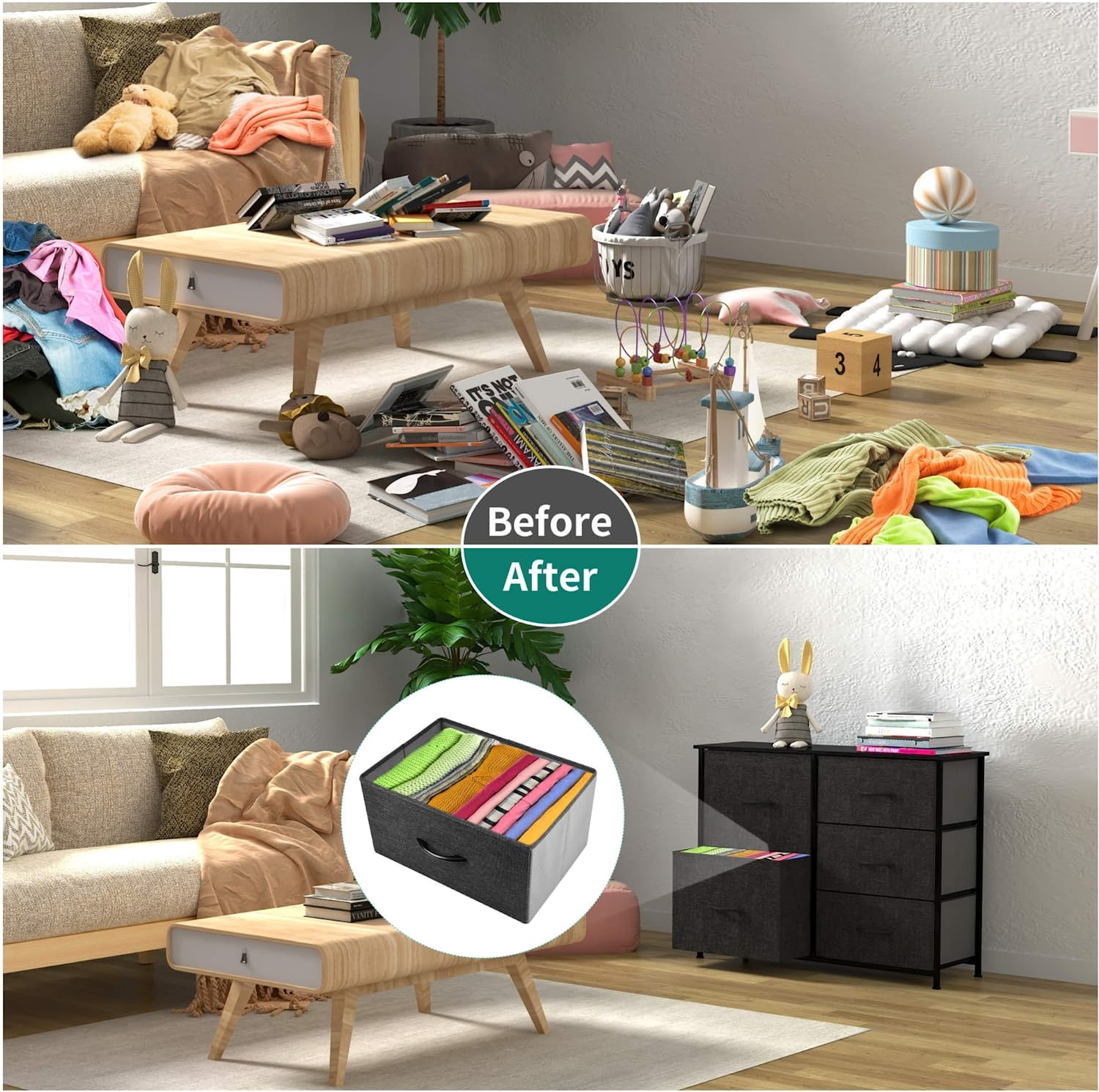 YINTATECH 5 Drawers Storage Tower , Fabric Dresser Organizer Unit for , Living Room, Closets