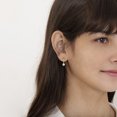 thumbnail image 2 of 925 Sterling Silver Gold Flashed Simulated Opal Heart Dangle Hoop Girl Earrings, 2 of 6