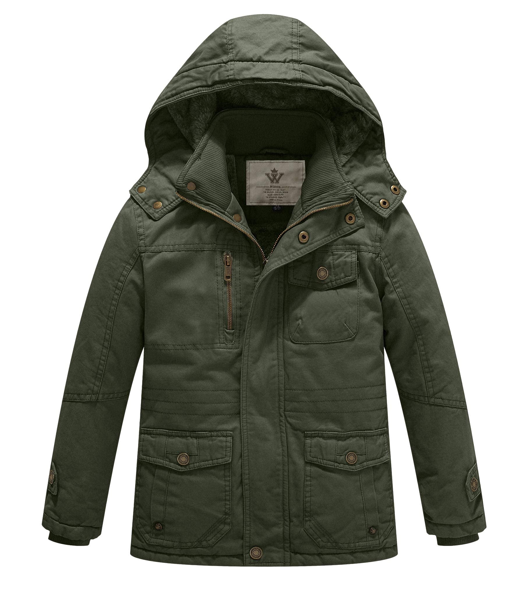 WenVen Girls Thicken Jacket Cotton Coat with Removable Hood