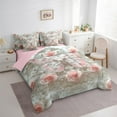 thumbnail image 3 of Manfei Girls Butterfly Bedding Comforter Set 7 Pieces, Pink Rose Floral Queen Bedding Sets, Victorian Pearl Queen Sheet Sets, Microfiber Bedroom Decor, 3 of 8