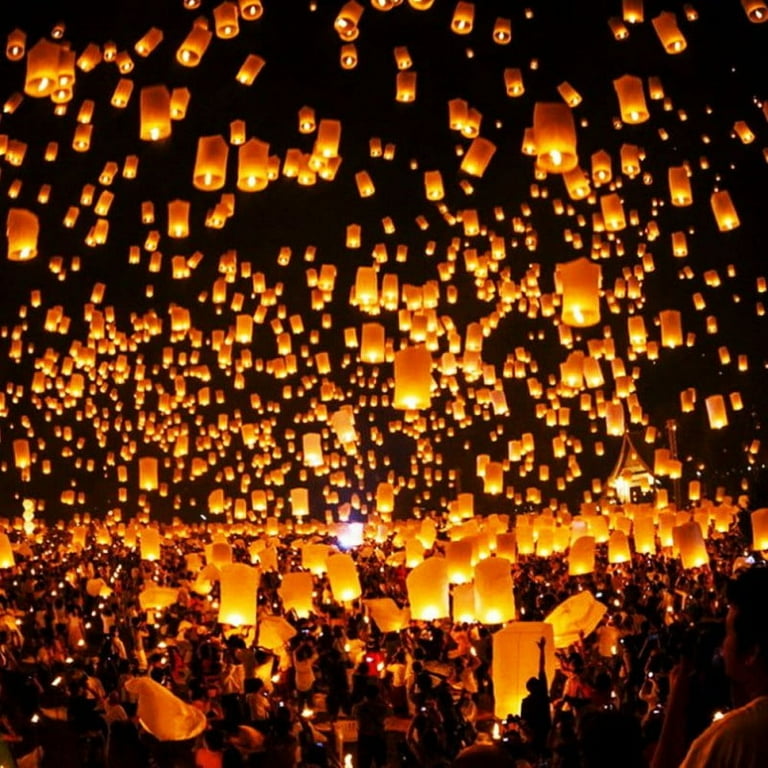 Fully assembled and Fully biodegradable Chinese lanterns for Birthdays Parties New Years Memorial Ceremonies and More 10-pack Colorful