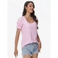 thumbnail image 2 of 3-pack pinkstripe Tops for Women Summer Casual Ruffle Trim Sleeve Square Neck T Shirts, 2 of 6