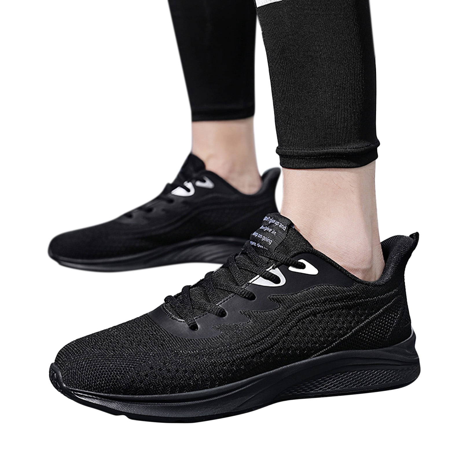 Huesdet Men's Lace Up Walking Shoes Tennis Running Sneakers Lightweight Breathable Casual Soft Sole Comfort Work Gym Trainers（D,11.5）