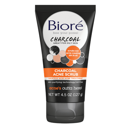 Biore Charcoal Acne Scrub, 4.5 oz (Best Scrub For Acne Prone Skin India)