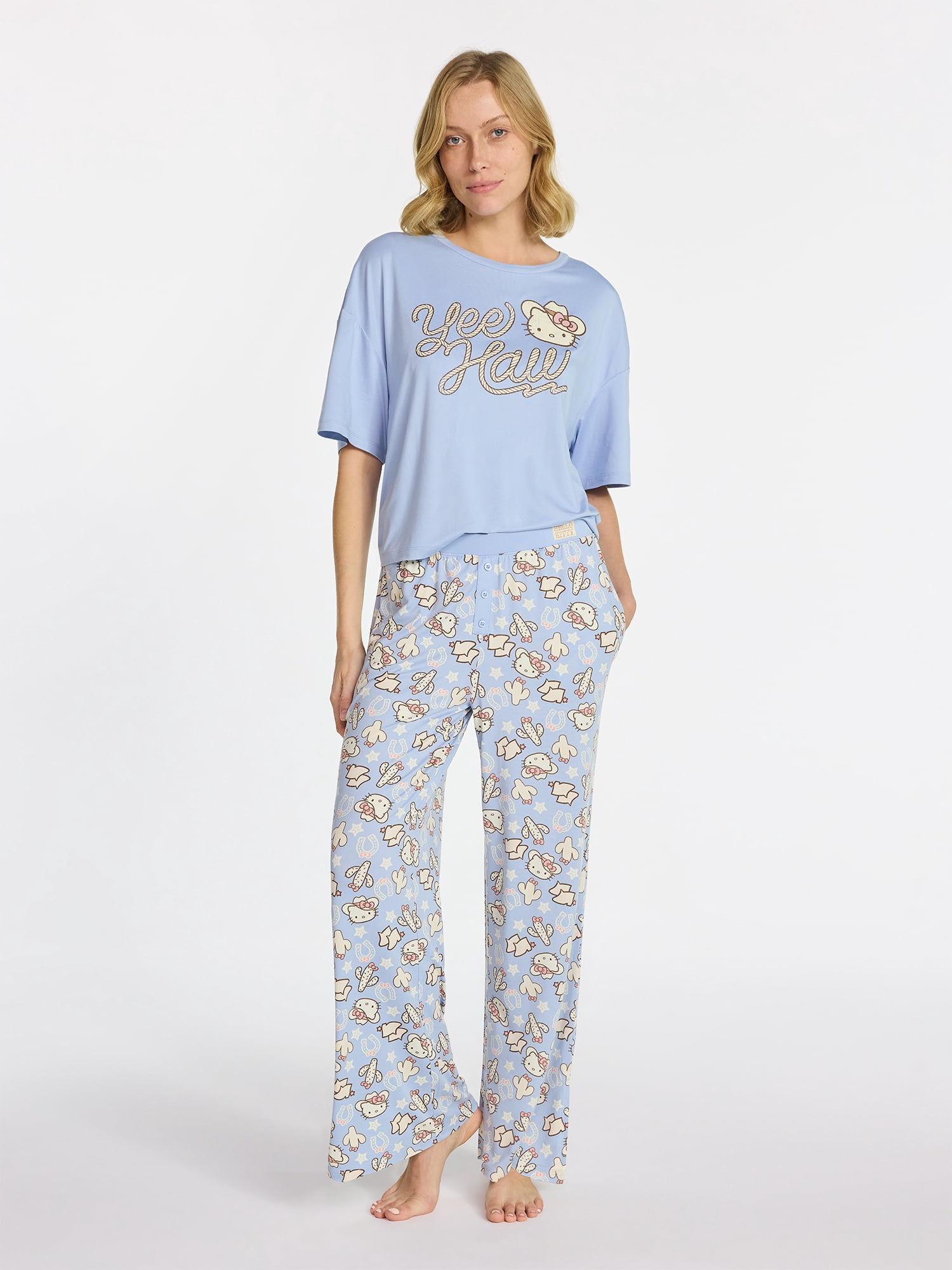Hello Kitty Women's and Women’s Plus Western Print Sleep Pants, Sizes XS-3X