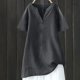 thumbnail image 2 of Pantalones cargo para mujer,Blusa informal de verano para mujer, con cuello en V, manga corta, mezcla de algodón y lino, ideal para el hogar, sopatenor, 2 of 8