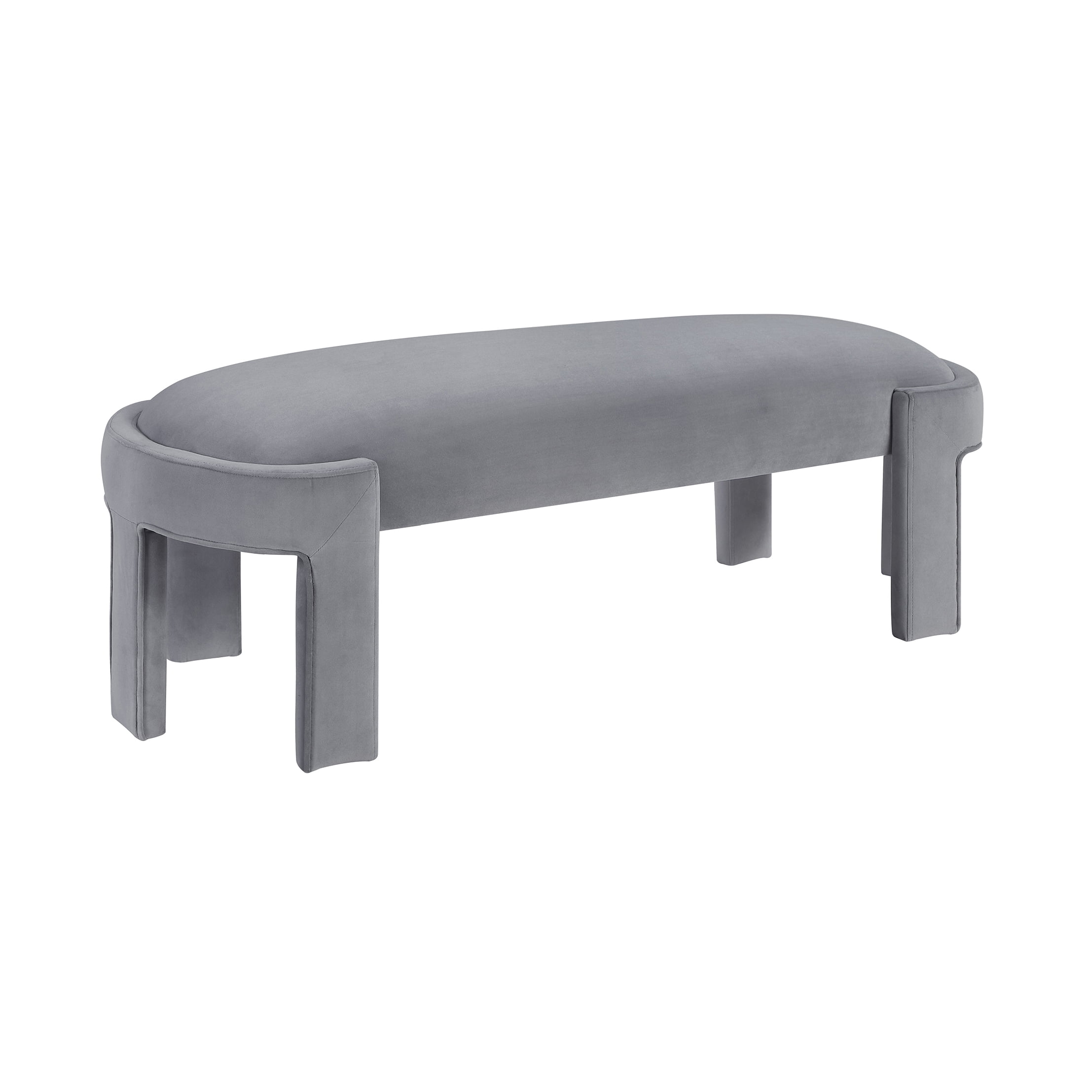 OakvillePark Veywood Velvet Bench, Gray