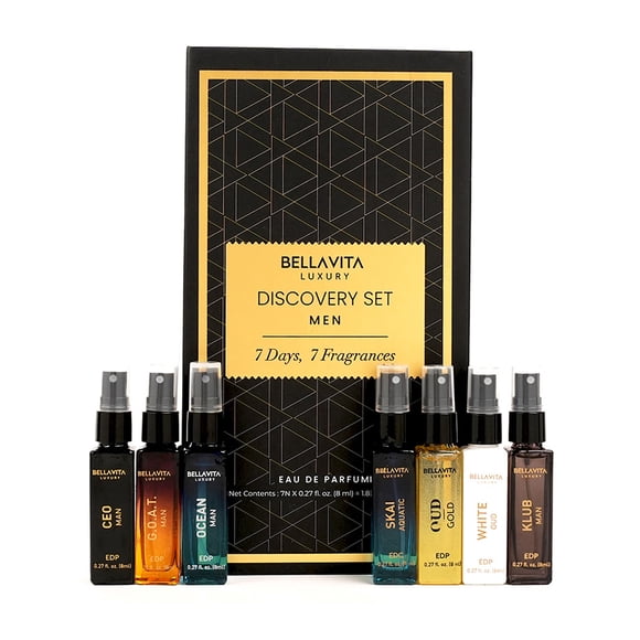 Bellavita Ensemble Discovery pour Hommes, Eau de Cologne pour Hommes, 7 Pcs