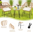 thumbnail image 4 of Patiojoy 3 Pieces Patio Furniture Set w/Tempered Glass Coffee Table Set for Garden and Backyard White Cushions, 4 of 10