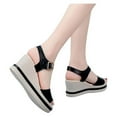 thumbnail image 6 of AXXD Black Wedge Sandals for Women 7 Summer Sandals Open Toe Sandals Casual Low Slip On Sandals Comfortable Outdoor Shoes, 6 of 6