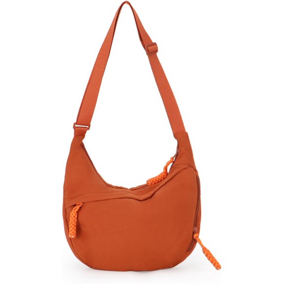 TRAHOO-Crescent Bag for Women Men Hobo Nylon Crossbody Bag Multi-Pocket Sling Bag Moon Bag Slouchy Dumpling Bag