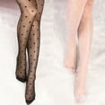 thumbnail image 4 of Women's Sexy Vintage Fake Stockings with Heart Print Thin Mesh Pantyhose Sheer Tights for Fashion Everyday Wear Black, 4 of 4