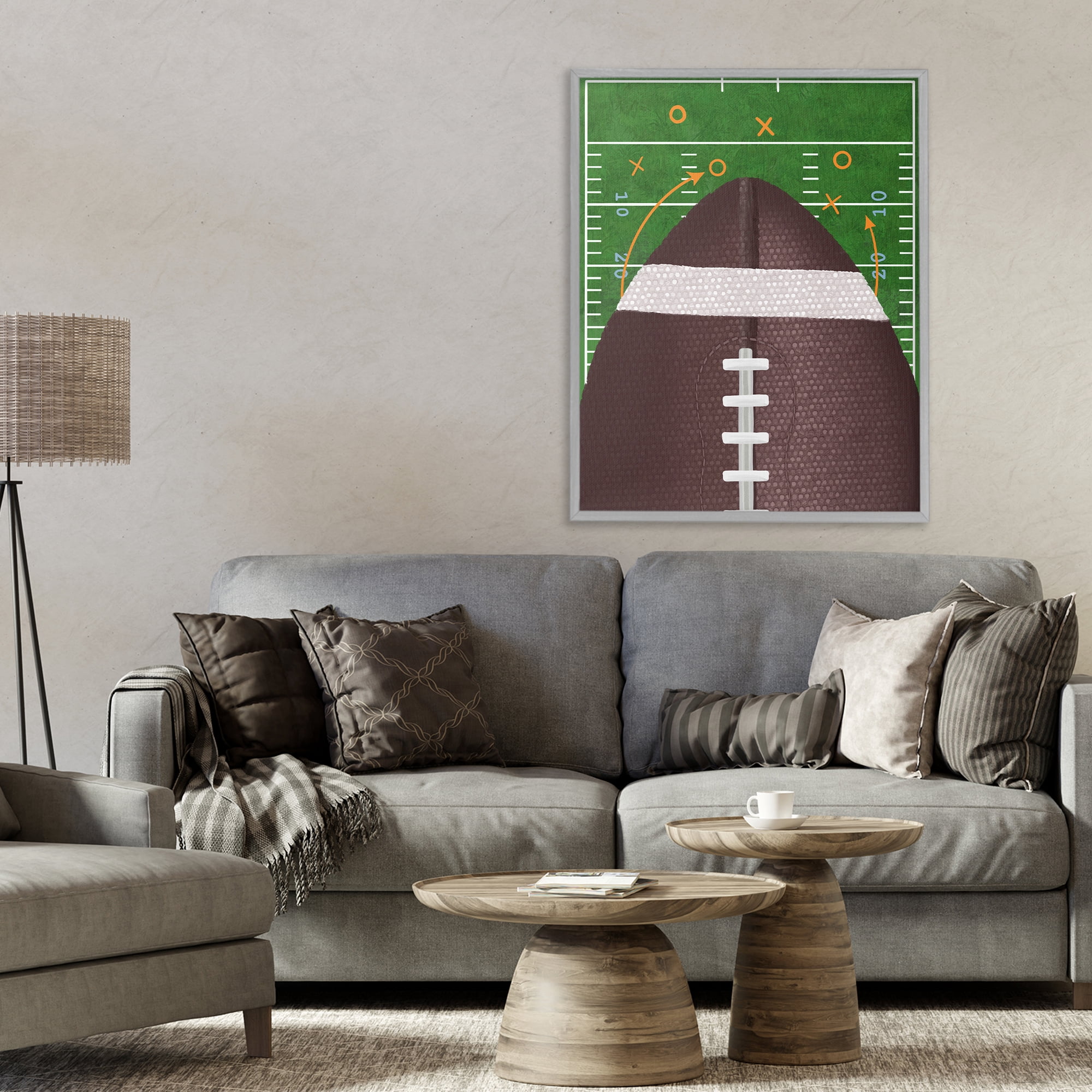 Stupell Industries Football Field Tactics Gray Framed Giclee Art, design by Jennifer Stith