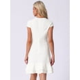 thumbnail image 4 of DARING DIVA Cap Sleeves Round Neck Tiered Ruffled Hem Dress L White, 4 of 6