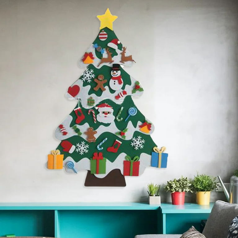 Felt Christmas Tree Set Plus Snowman Advent Calendar - Xmas Decorations Wall  Hanging Ornaments Kids Gifts Party Supplies
