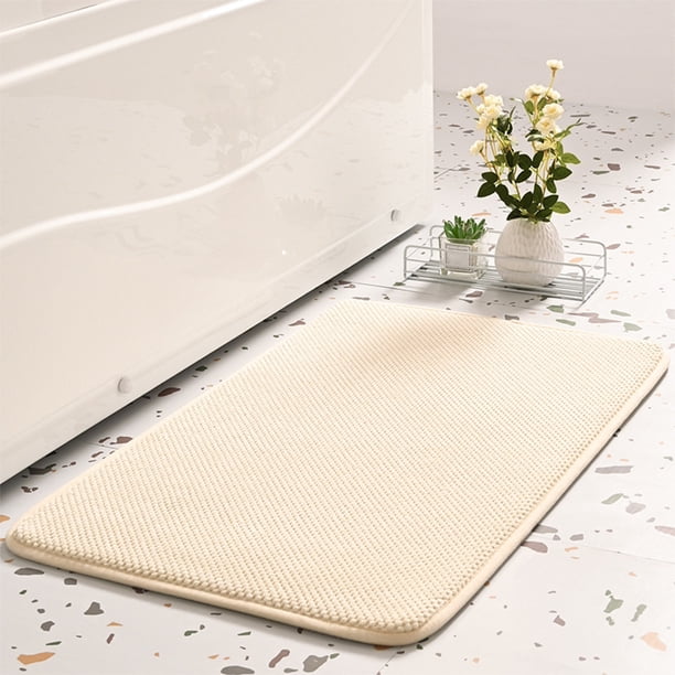 Alfombra de baño de espuma viscoelástica con rayas gruesas | Alfombra de baño de terciopelo suave y absorbente con reverso antideslizante | Alfombra lavable a máquina para baño, dormitorio y