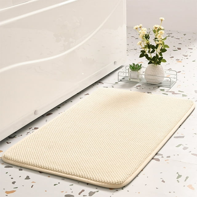 Vrorvz Soft Absorbent Memory Foam Bath Rug,Non-Slip Velvet Bathroom Mat for Spa-Like Relaxed,Machine Washable Quick Dry Carpet for Tub Side,Sink Front,Indoor Home Use