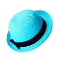 thumbnail image 3 of Eease Womens Straw Sun Hat Summer Beach Bowler Hat Sky-blue, 3 of 3