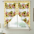 thumbnail image 2 of Sunflower Swag Curtains for Kitchen/Bedroom/Living Room, Pink Yellow Floral Elegant Pastoral Checkered Scalloped Curtains 63 Inch Long, Window Swag Topper Curtains Valances 2 Panels Set 36"x63", 2 of 8