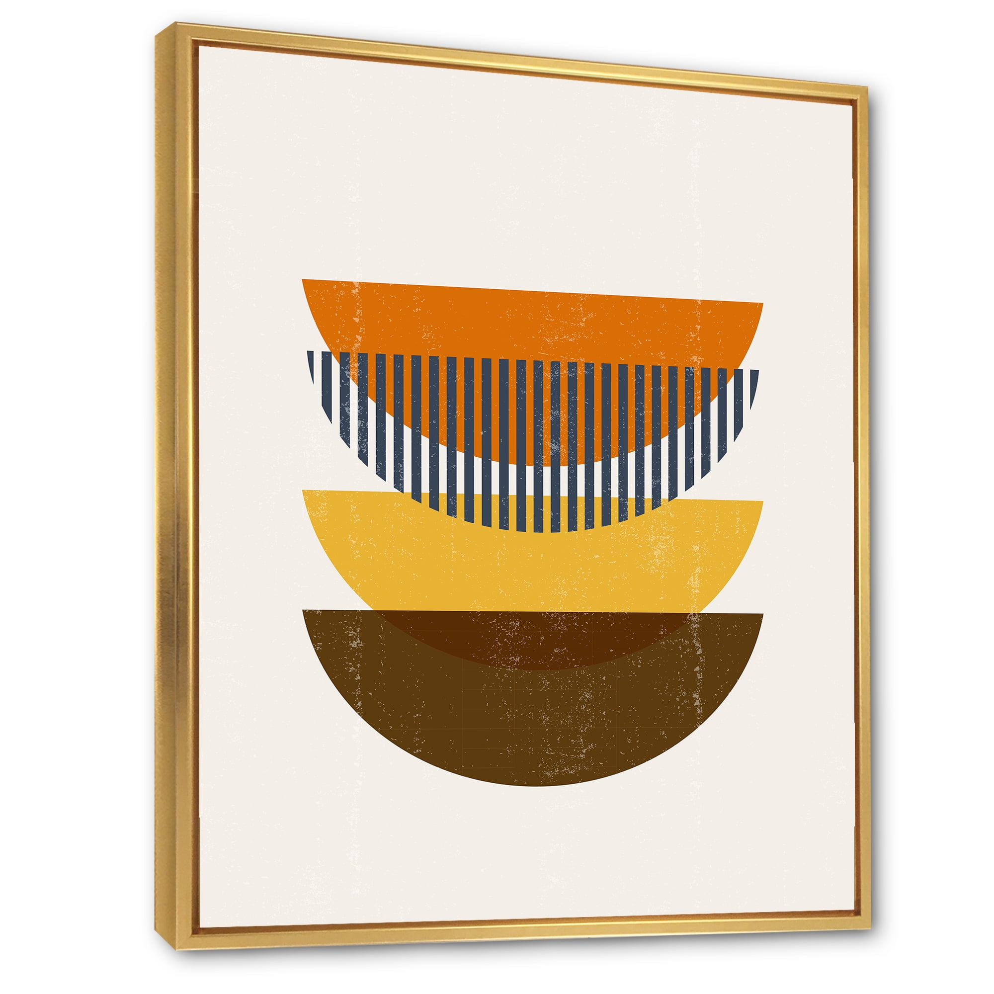 Designart 'Abstract Moon Geometric In Earth Tones' Modern Framed Canvas Wall Art Print