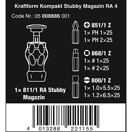 Kraftform Stubby Magazin RA 4 Bithold screwdrvr magazine