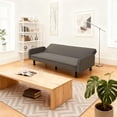 thumbnail image 6 of Convertible Futon Sofa Bed for Small Spaces, 3-Position Backrest, Soft Flannel Upholstery, Armrests, Metal Legs, Tan, 6 of 7