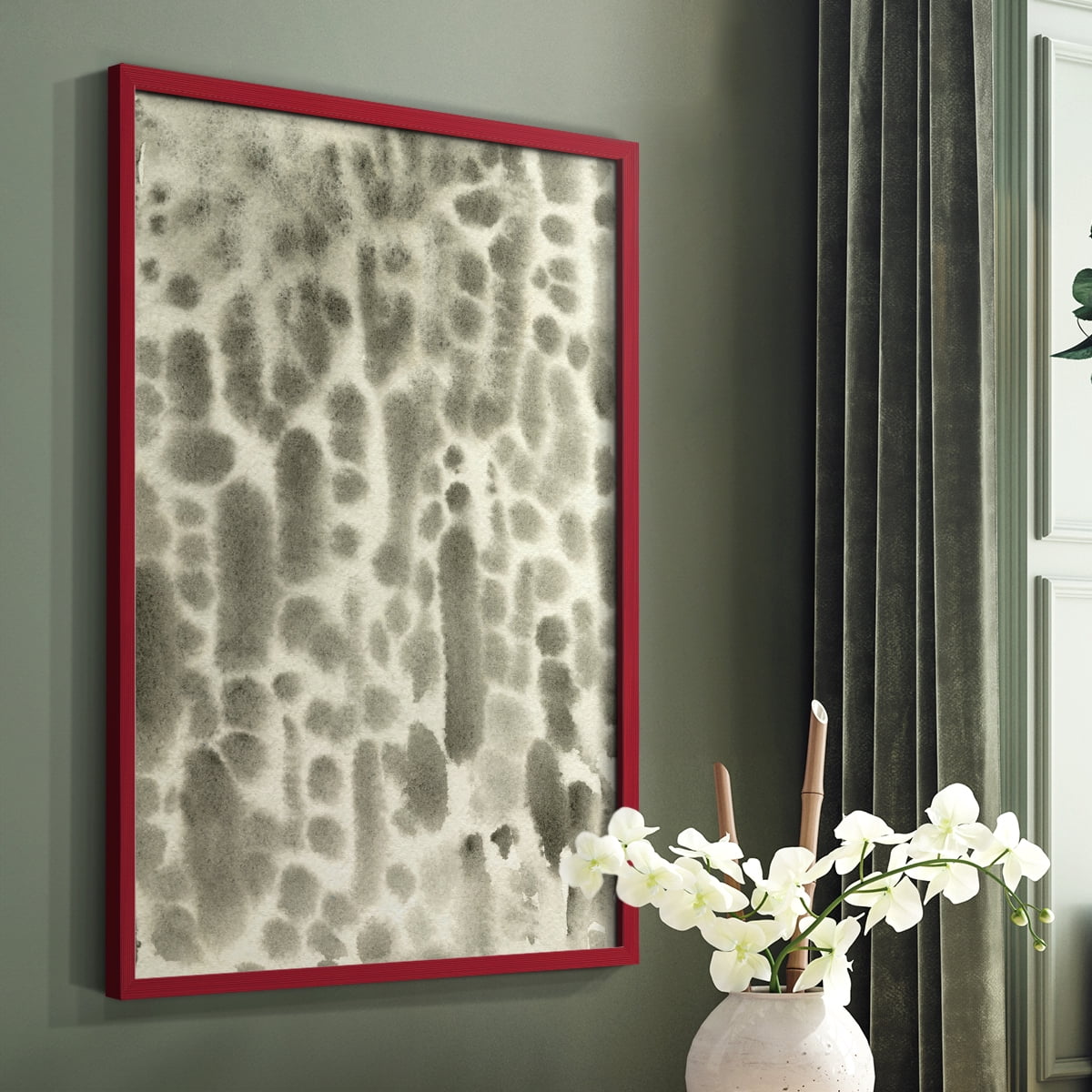 Watercolor Metric I Framed Print in Red Solid Wood 11 x 14 Framed Print