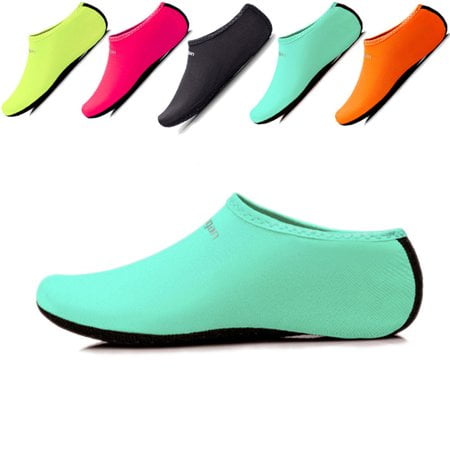 

Kids Womens and Mens Classic Barefoot Water Sports Skin Shoes Aqua Socks for Beach SwiSurf Yoga Exercise Blue 11-13 Women/9-11 Men