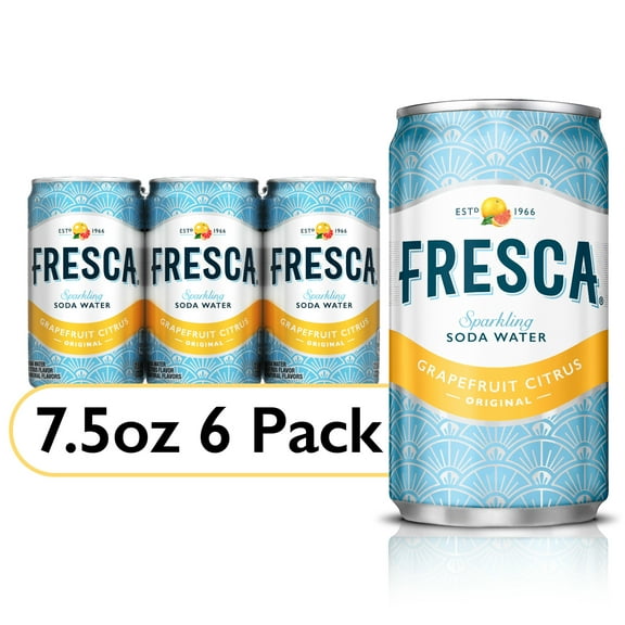 Fresca Grapefruit Citrus Mini Soda Pop Soft Drink, 7.5 fl oz, 6 Pack Cans