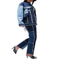 thumbnail image 4 of OUSITAID Jeans Color Block pour Femmes Taille Moyenne Pantalons Droits Bas, 4 of 6