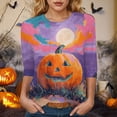 thumbnail image 2 of Godom Women's Funny Halloween Tee Pumpkin Graphic T Shirts Shirt 3/4 Sleeve Shirt Tops, 2 of 6