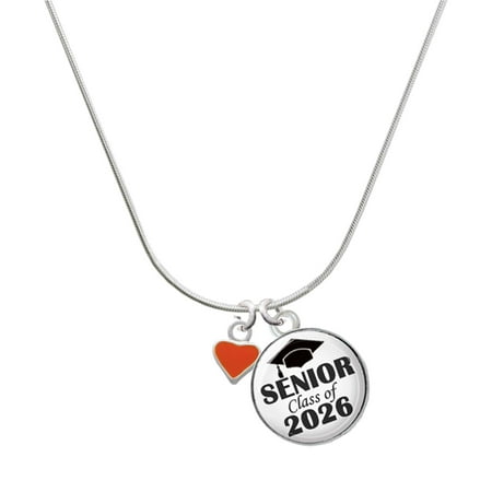 Delight Jewelry Silver-tone Mini Two Sided Orange Heart – Silvertone Senior Class of 2026 Dome Necklace 18 Delight Jewelry Silver-tone Mini Two Sided Orange Heart – Silvertone Senior Class of 2026 Dome Necklace 18
