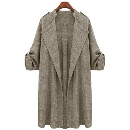 Open Trench - Fashion Women Warm Long Sleeve Windbreaker Lapel Thicken Top Parka Casual Trench Open Front Winter Cardigan Outwear Coat Jacket