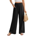 thumbnail image 2 of Women's Cotton Linen Wide Leg Pants Casual High Waisted Slacks Straight Pants Palazzo Trousers with Pockets, 2 of 4