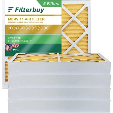 

Filterbuy 25x25x4 MERV 11 Pleated HVAC AC Furnace Air Filters (5-Pack)