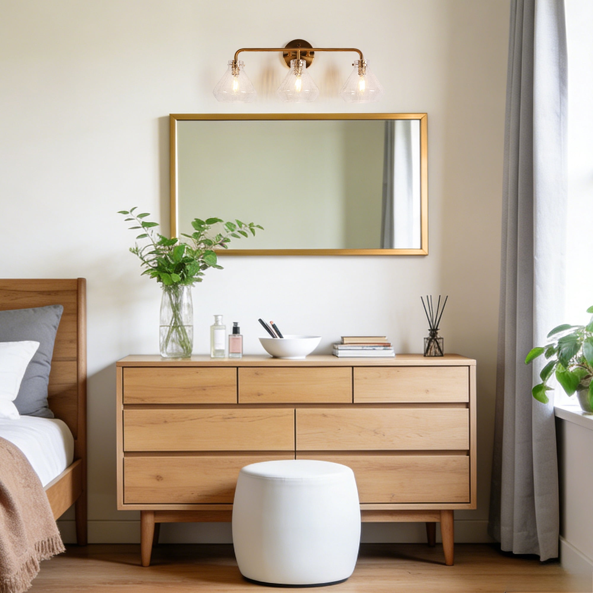 Digipurve 23.6-in 3 Light Polished Gold Modern/contemporary Bathroom Vanity light